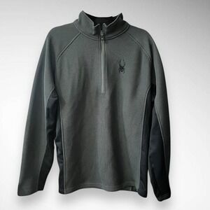 SPYDER Gray and Black Half-Zip Outbound Mid-Weight Sweater W/ Logo XL | EUC